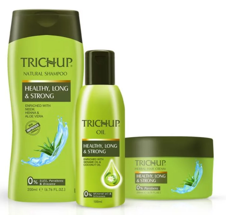 Trichup Healthy Long & Strong Oil, Shampoo & Cream - Enriched Aloe Vera & Neem - Provides Essential Nutrients to Hair Follicles And Keeps Your Hair Healthy, Lustrous & Shiny